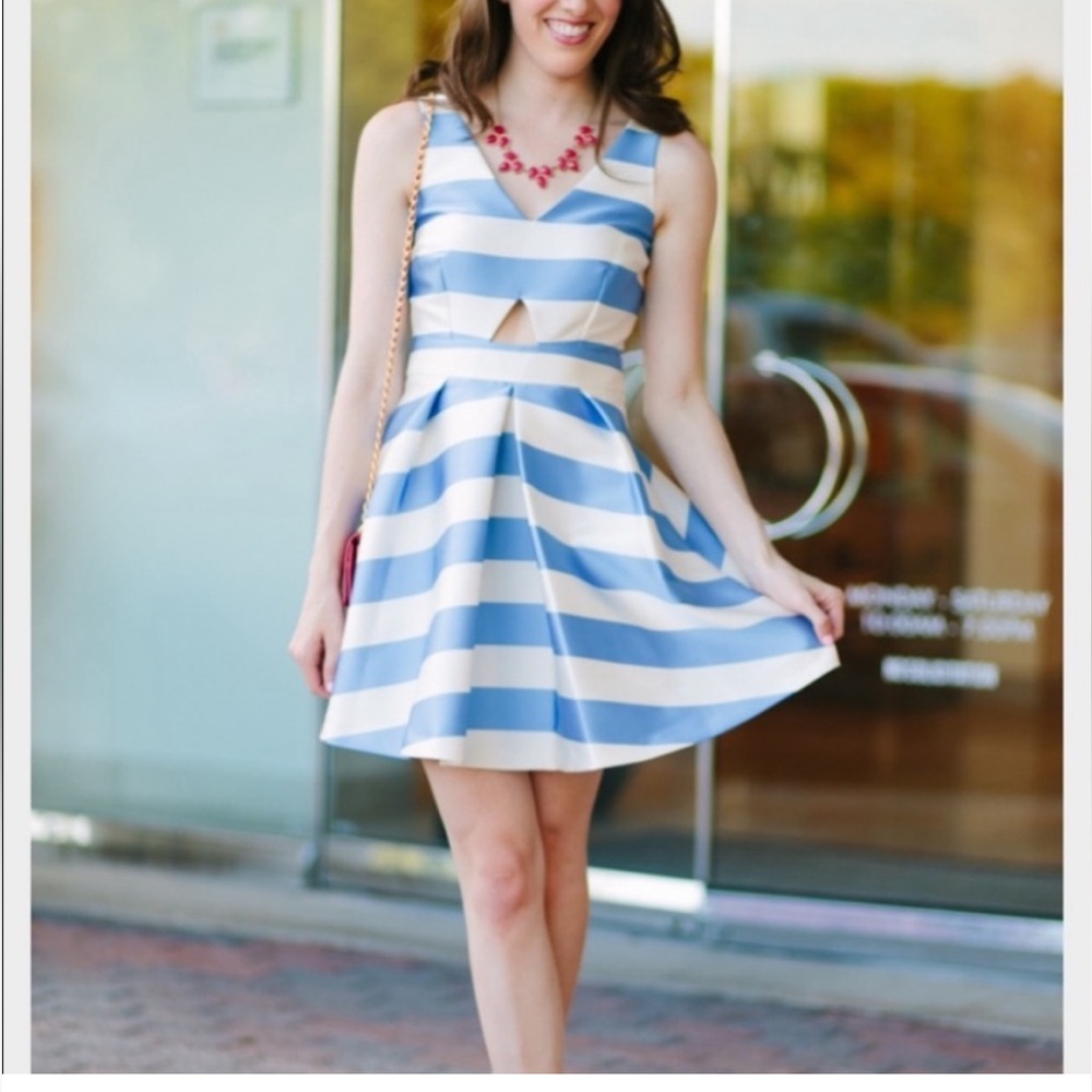 TopShop Blue and White Cutout Dress Size 8